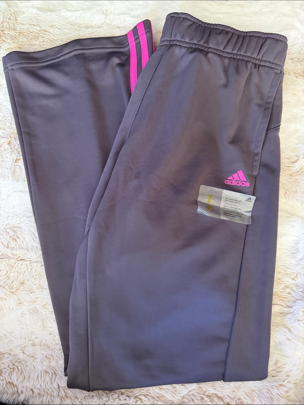 adidas Purple Track Joggers with Pink Logo & Stripe Accents